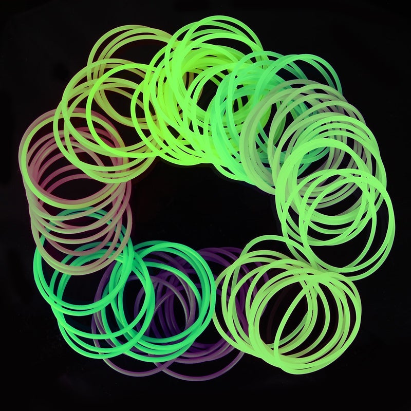 Senkary 120 Pieces Silicone Jelly Bracelets Glow Neon 80s Rubber Bracelets Gel Gummy Elastic Hair Ties for Adults, Women, Kids, Girl, Party Favors (10 Colors) - Image 5